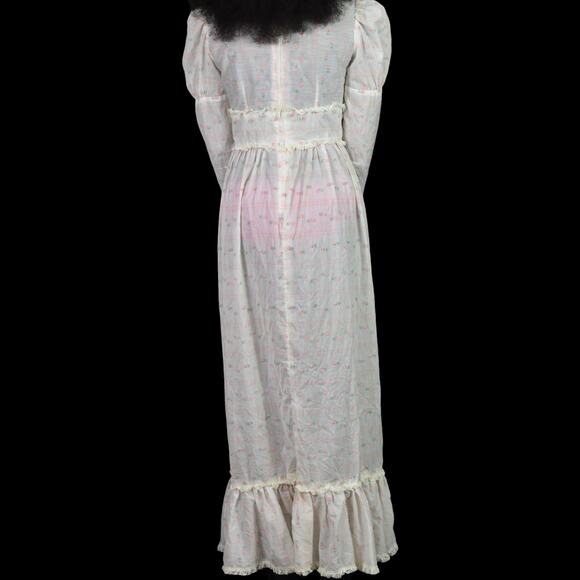 Vintage Vicky Vaughn Prairie Dress White Maxi Embroidered Gigot Puff Sleeve XXS - Picture 2 of 16